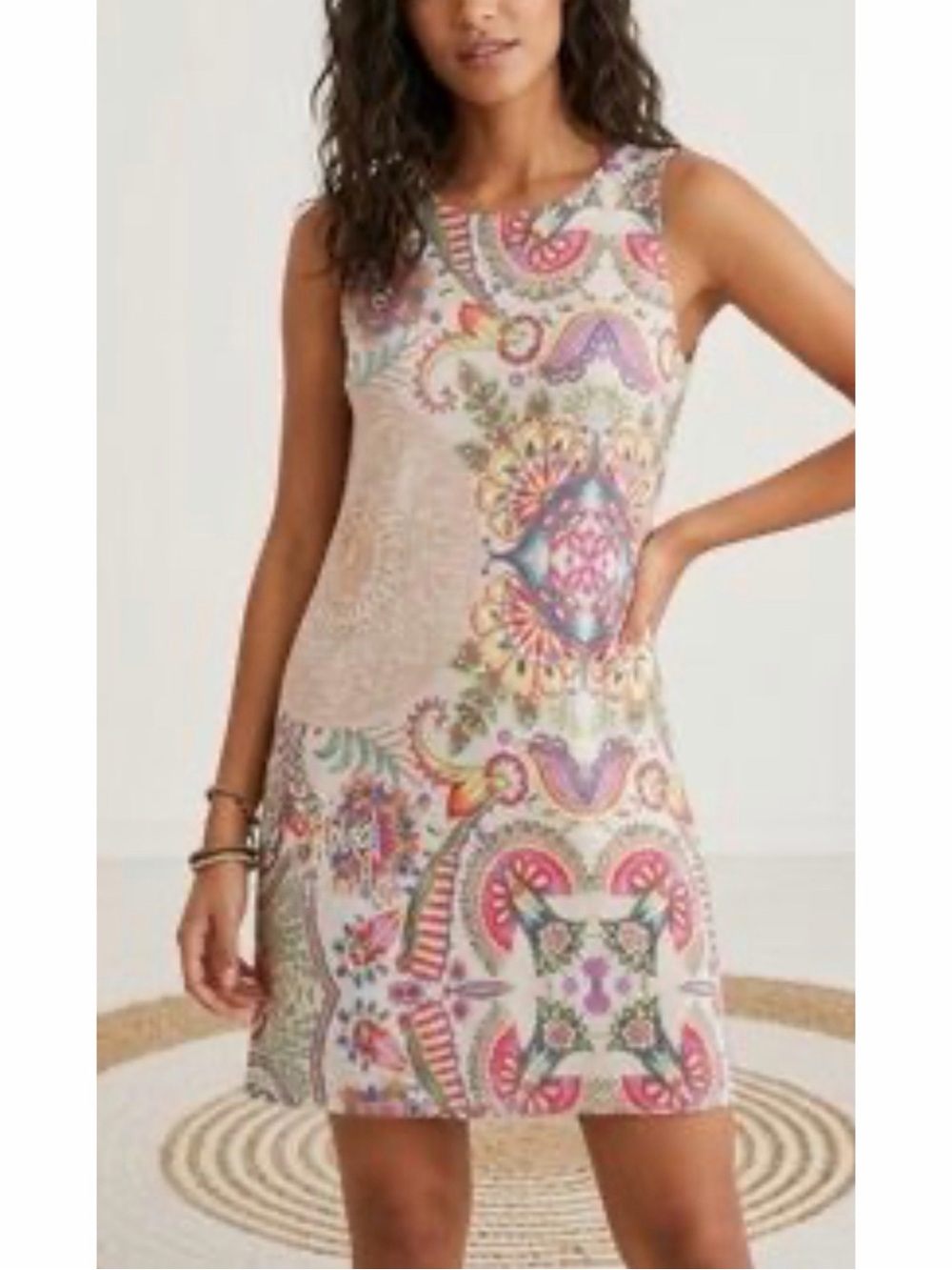 Desigual Sleeveless Paisley Mosaic Print Summer Dress